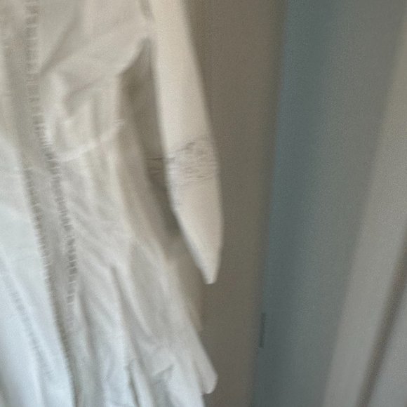 Rhode Ella Blouson Mini Dress Flared Embroidered Accent Braided Belt White - Picture 6 of 9